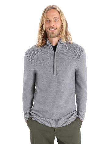 Sweat À Capuche Icebreaker Merino Waypoint Long Sleeve Half Zip Top Homme Grise | FR 1252SGLO